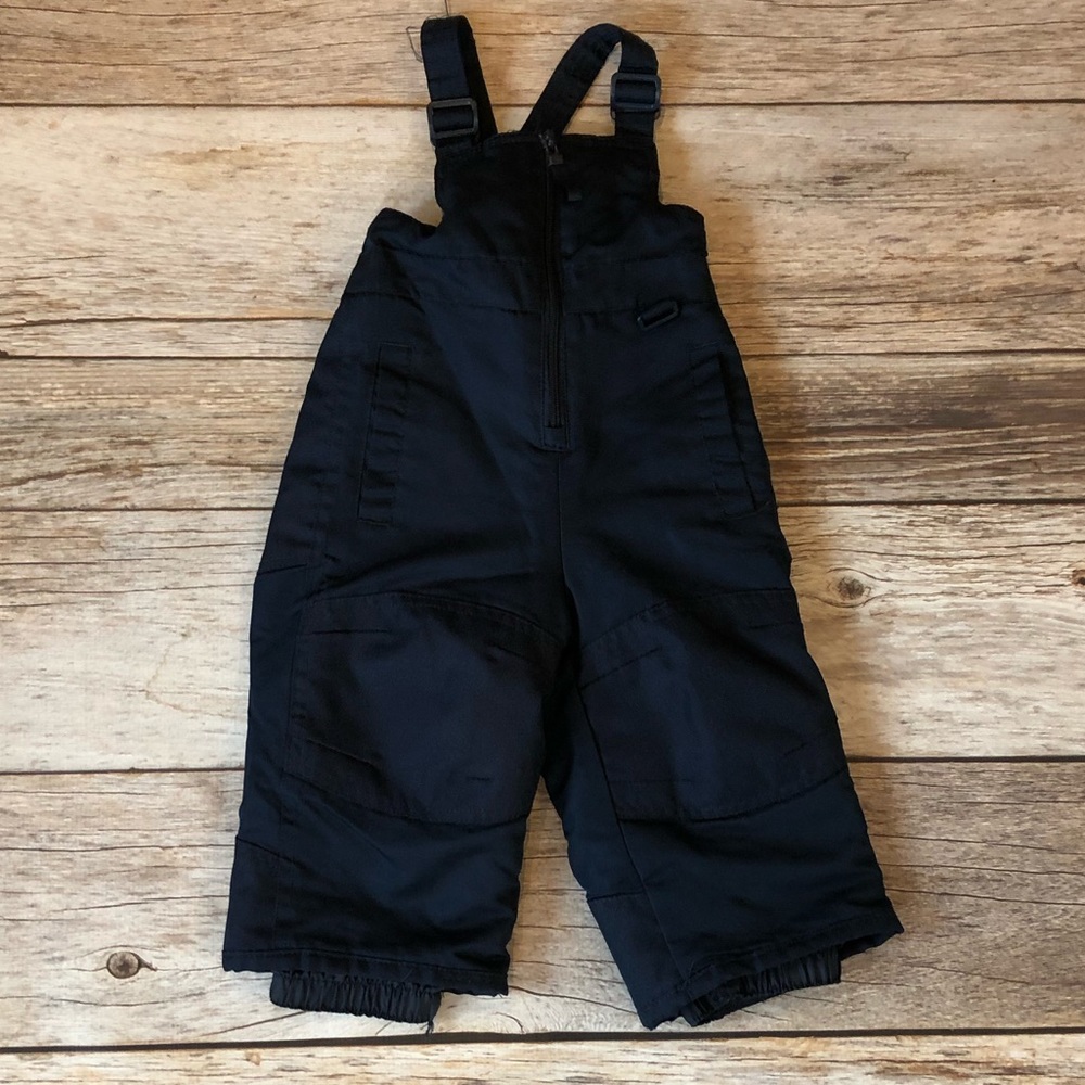 Bib style snow pants size 12 months, navy blue.